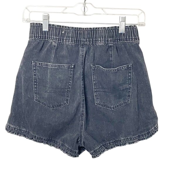 American Eagle Mom Short High Rise Black Wash Stretchy Waist Women's Size 0 - Picture 2 of 5